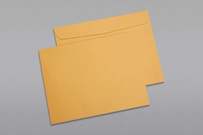 Limited Papers (TM) Booklet Envelopes, (Open Side) Brown Kraft, Gummed Seal, 28 Pound, Heavyweight, For Mailing And More. (500, 9.5 x 12)