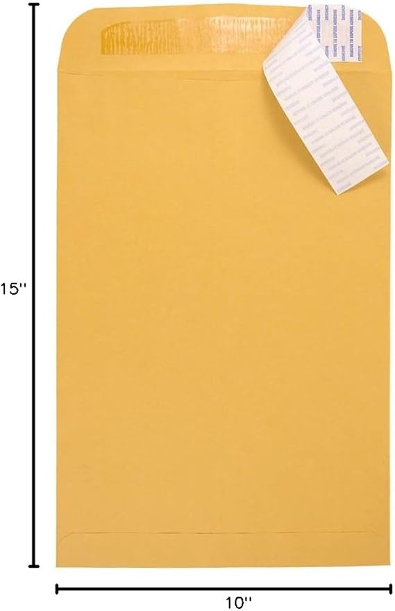 JAM PAPER 10 x 15 Open End Catalog Envelopes with Peel and Seal Closure - Brown Kraft Manila - Bulk 500/Box