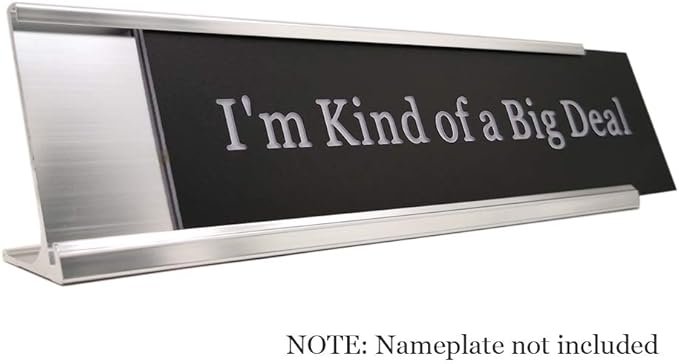 2" x 10" Aluminum Name Plate Desk Holder, Office Business Desk Sign Holder Desktop-5 Pack (Silver)