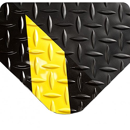 Wearwell 414.1516x4x50CHV Diamond-Plate SpongeCote UltraSoft Mat, 50' Length x 4' Width x 15/16" Thick, Black with Chevron