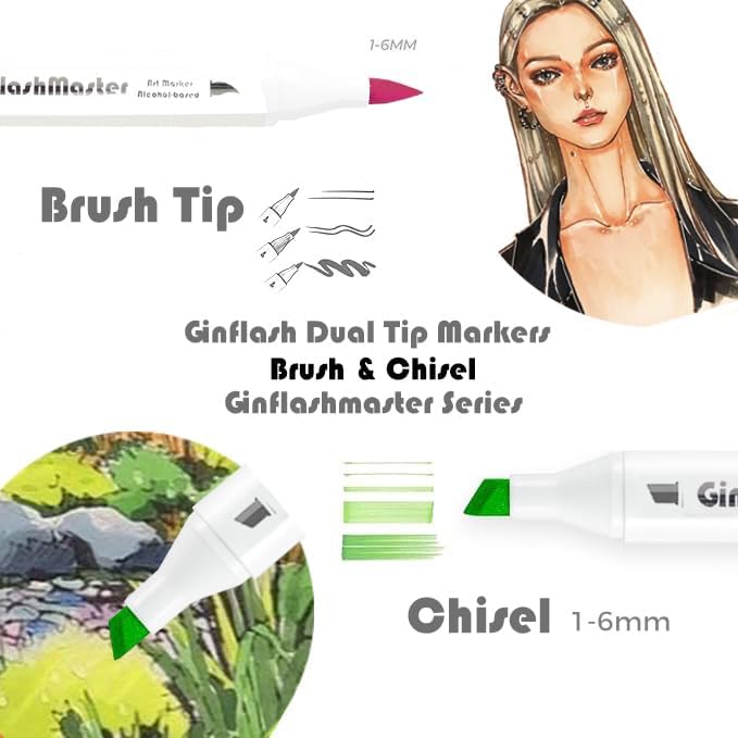 Brush Chisel Tip Art Markers Designer Pen Sketch Alcohol Markers Dual Tips Manga Drawing Coloring book marker (80)