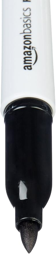 Amazon Basics Fine Tip Point Permanent Markers for Office, School, and Home Use, Black, 24 Pack