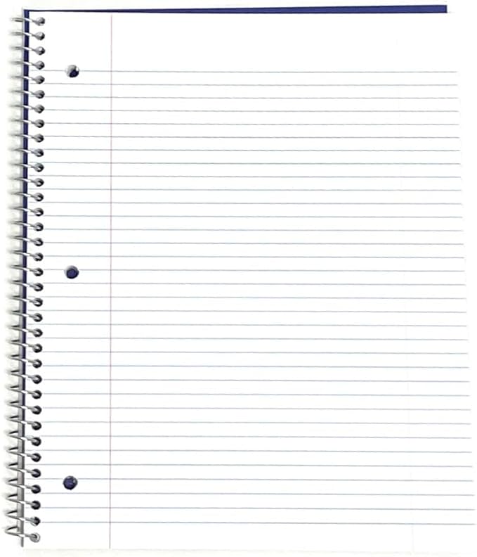 Mintra Office Durable Spiral Notebooks, 1 Subject, (Red, White, Blue, College Ruled 3pk)