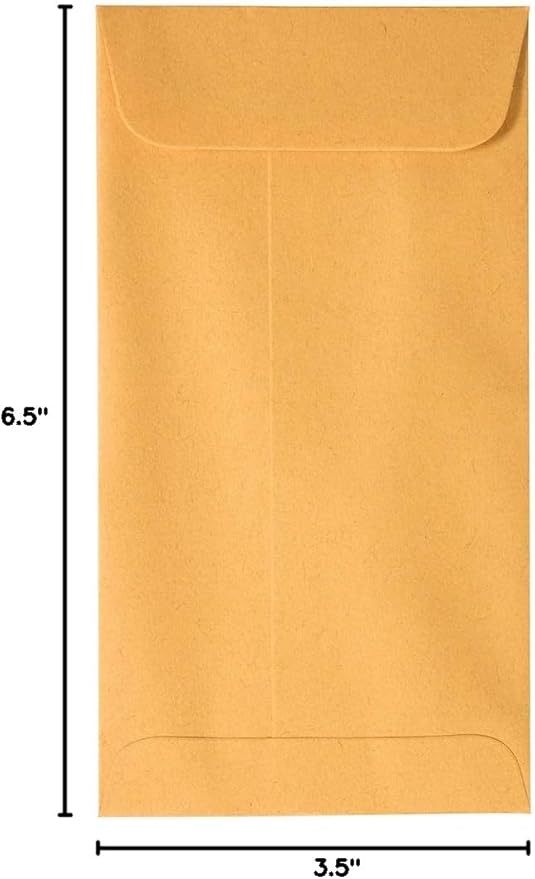 JAM PAPER #7 Coin Business Envelopes with Peel and Seal Closure - 3 1/2 x 6 1/2 - Brown Kraft Manila - Bulk 250/Box