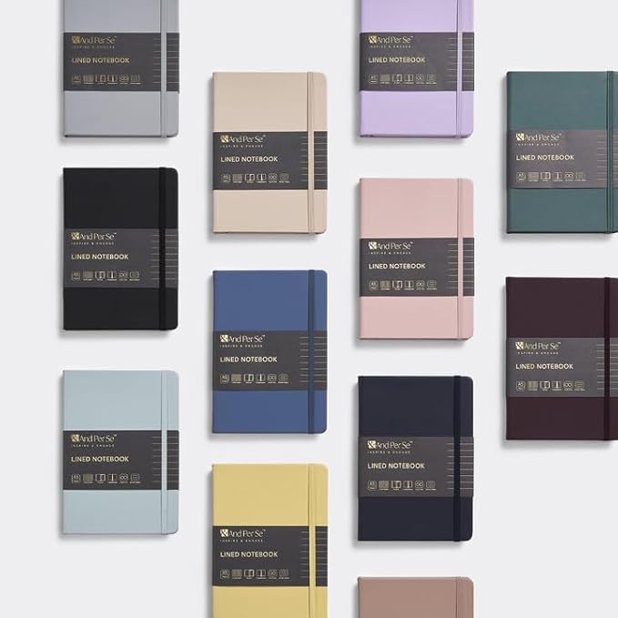 &And Per Se Lined Journal Notebook, 160 Pages, A5 5.7 x 8 inches College Ruled Thick Paper Notebook Journals for Writing, Hardcover Notebooks for Women Men Office School (1 Pack, Light Brown)