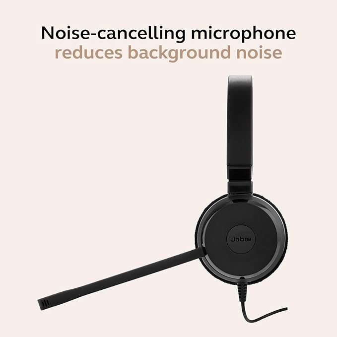 Jabra Evolve 30 II Wired Dual-Ear Headset with Mic for Work - 3.5mm Jack or USB-A/USB-C Connectivity, Computer Headset with Noise-Cancelling Microphone, Microsoft Teams Certified, Call Control – Black