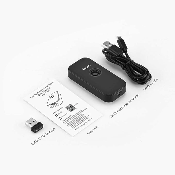 Eyoyo Wireless 1D CCD Barcode Scanner Bluetooth, 2.4G Wireless & Wired 3-in-1 Bar Code Scanner Portable USB 1D ISBN Book Reader, Compatible with Tablet iPhone iPad Android Windows Mac OS