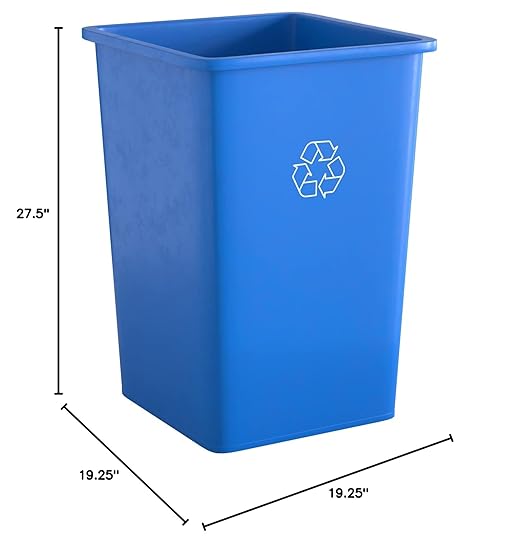 35 Gallon Blue Square Commercial Trash Can
