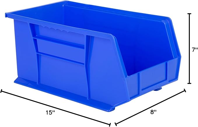 Hudson Exchange 15" x 8" x 7" Plastic Stackable Storage Bin and Hanging Container (Blue, 1 Pack)
