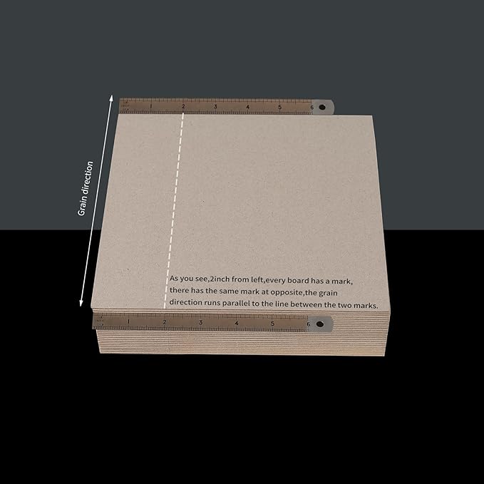 25 Pcs Book Board, Binder Board, Cover Board, Heavy Duty Chipboard for Book Binding, DIY Cardboard (Gray, 8 x 8 Inch 80PT)