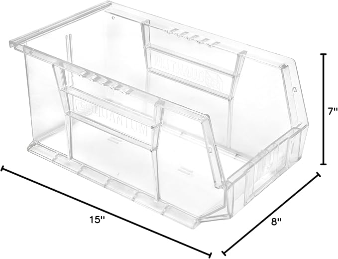 Hudson Exchange 15" x 8" x 7" Plastic Stackable Storage Bin and Hanging Container (Crystal Clear, 1 Pack)