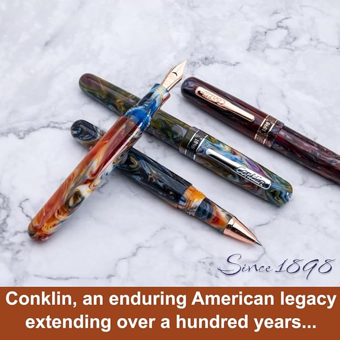Conklin 1898 Fountain Pen, Misto Orange - Flex Nib | Luxury Writing Instrument with Unique Resin Blend | JoWo Stainless Steel Nib Made in Germany | Ideal for Pen Enthusiasts