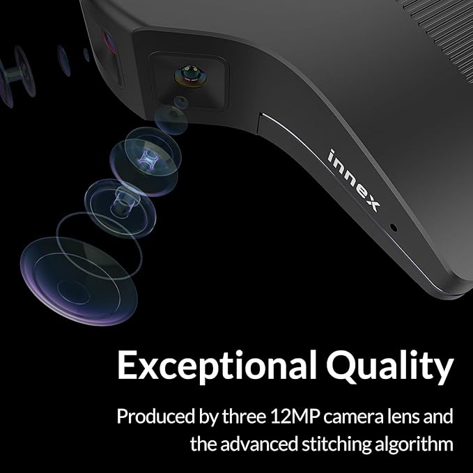 Innex C831 180° Panoramic 4K Wide Angle Webcam with Microphone, AI Facial Tracking for Windows, Mac, Easy Setup Conference Room Camera with Flexible View Angle for Meeting Room, Huddle Space