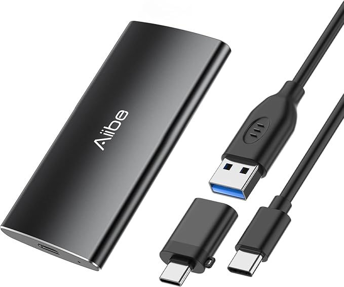 Aiibe External SSD 256GB External Hard Drive USB C Portable SSD, Up to 500MB/s, USB 3.1, External Solid State Drive 256GB for Laptop, Mac, PS4 (Black)