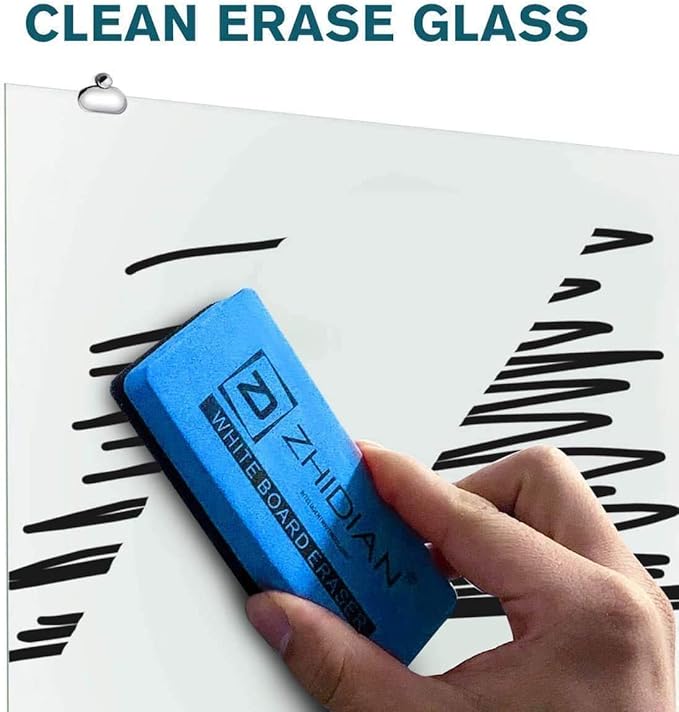 2-in-1 Glass White Board 72" x 43" Extra Large Splicing Magnetic Tempered Glass Whiteboard for Wall, ZHIDIAN Morden Glass Dry Erase Board Frameless Bulletin Board for Office, Home, School