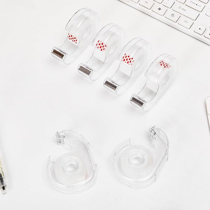 16 Rolls Transparent Tape with Dispenser, Glossy Clear Tape Refills Cute Holder Bulk for Home School Office Supplies Gift Wrap, 3/4 x 1000 Inches