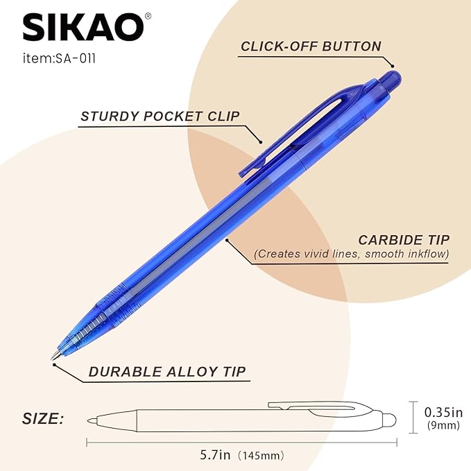 Blue Pens Bluk | 60 Pack Durawrite Retractable Ballpoint Smooth Writing | Ball Point Click Pens Blue Ink 1.0mm with Clear & Vivid Lines for Servers School Office Supplies, Lapiceros