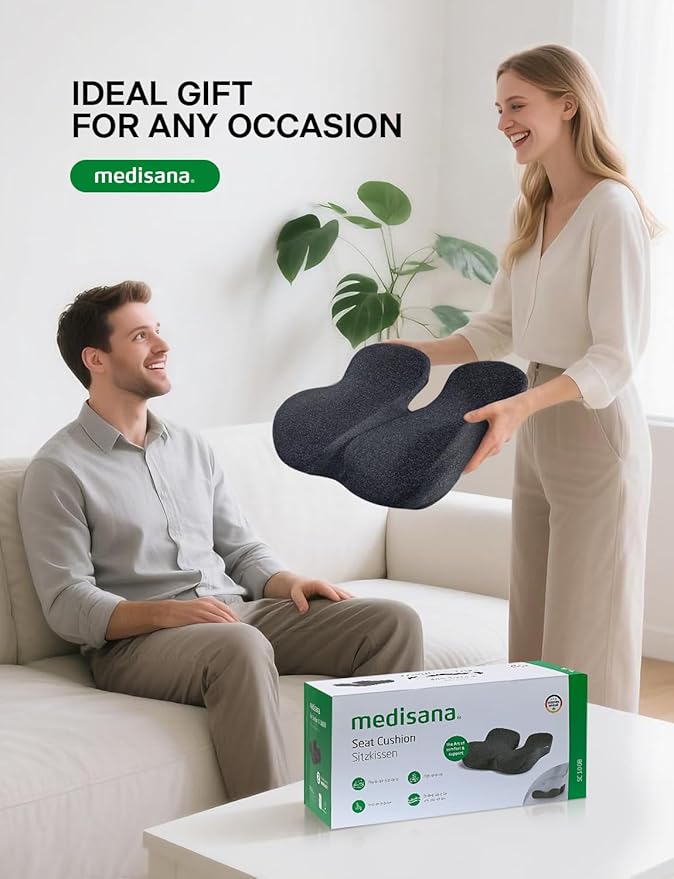 Seat Cushion, SC 100B Seat Cushions for Office Chairs, Car Seat, Wheelchair - Sciatica & Tailbone & Coccyx Pain Relief Pillow for Driver Sedentary People(Size:17 * 14.6 * 3.54 in-Black