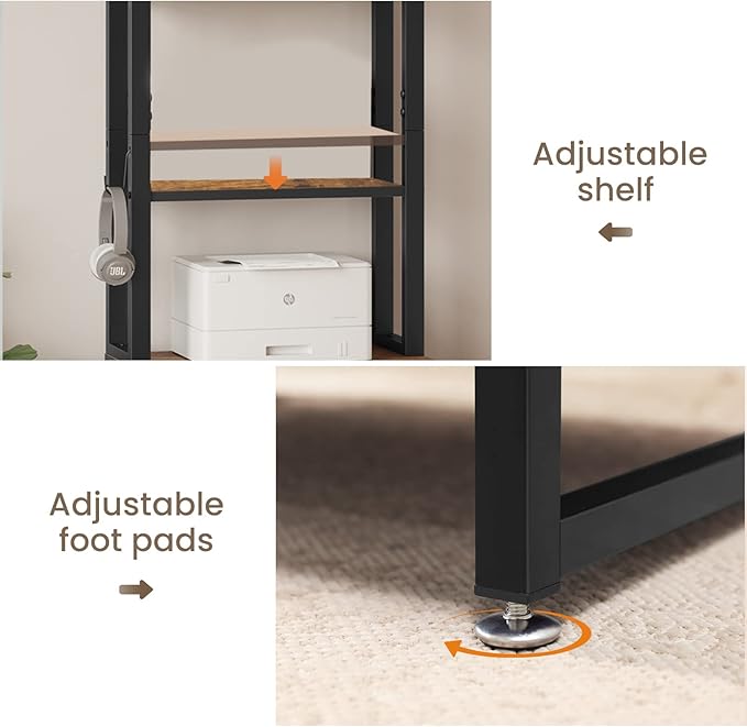 Itaar 2 Drawer File Cabinet with Lock, Fits Letter, Legal, A4 Size, Hanging File Folders, Adjustable Storage Shelf and Hook, Rustic Brown