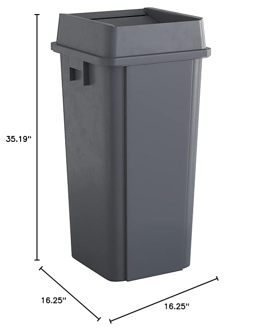 23 Gallon Grey Square Commercial Trash Can with Lid