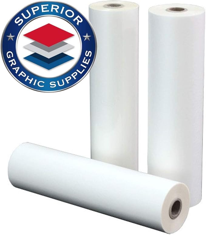 Superior Graphic Supplies PET Laminating Film Roll Premium Quality 12 Inches X 250 Feet- 1 Inch Core, 3 Mil / 0.003" Thick, Clear Gloss, 2 Roll Pack