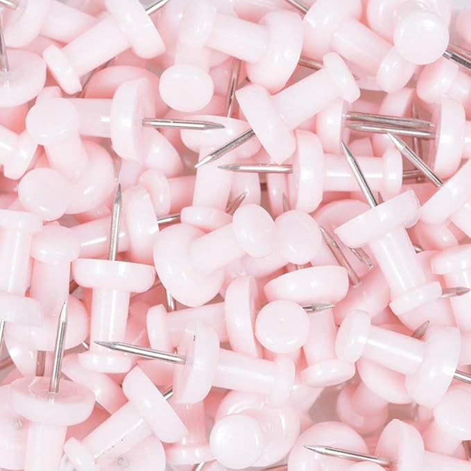 JAM PAPER Colorful Push Pins - Baby Pink Pastel Pushpins - 100/Pack