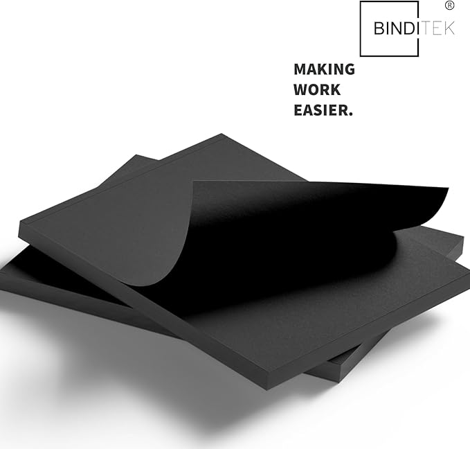 Binditek 50 Pack 16 Mil Sand-Textured Polycover, 11 x 17 Inches Front and Back Covers, Lightly Sanded Finish, Heavyduty Binding Presentation Covers for Business Reports, Tabloid, Black
