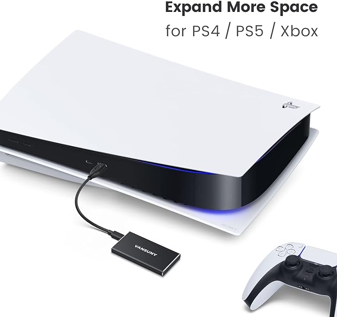 Vansuny 250GB Portable External SSD, USB 3.1 Gen2 430MB/s High-Speed Data Transfer, Metal USB C Mini Portable External Solid State Drive for PC, Laptop, Phones and More