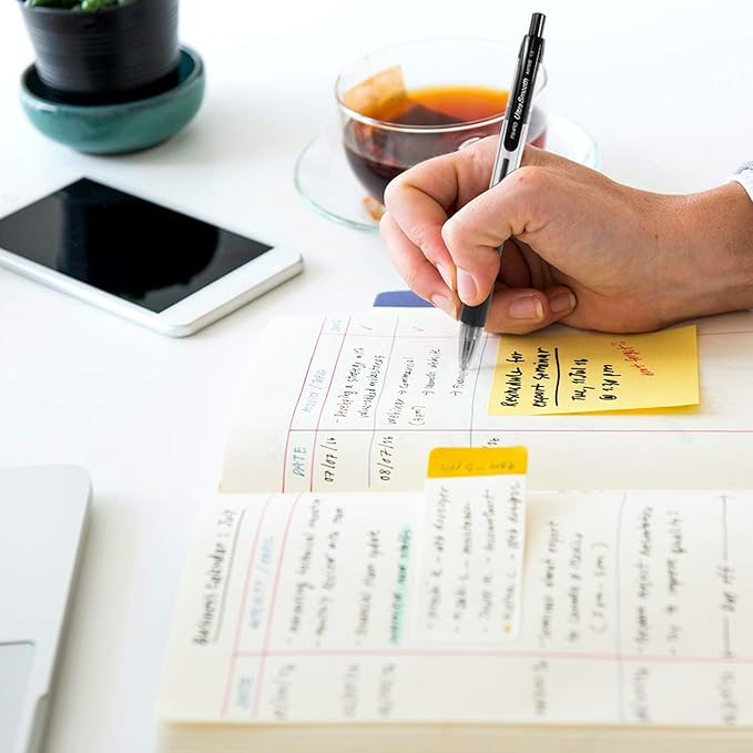 AIHAO Retractable Black Ballpoint Pen for Smooth Writing, Medium Point (1.0mm), Pack of 24, No Bleed Click Pens with Comfort Grip, Idea for Journaling, Planner, Note Taking