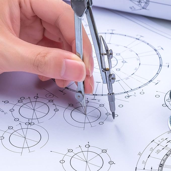 Drawing Compass and 6 Inch Protractor, Student Geometry Math Set