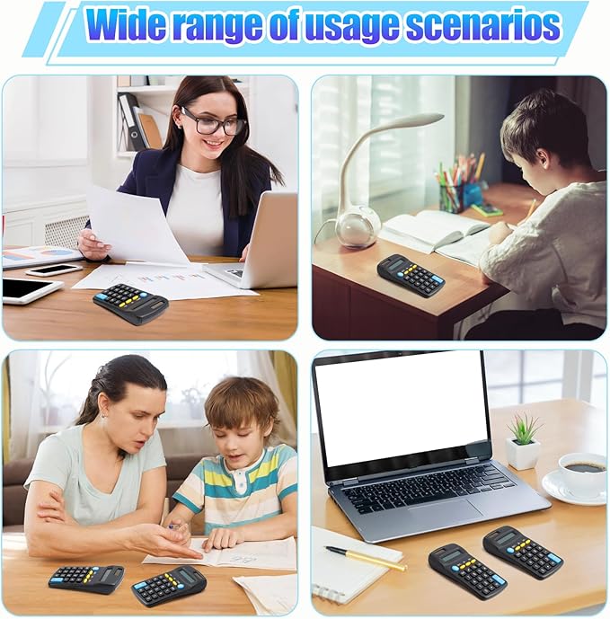 24 Pieces Pocket Calculator,Pocket Size Mini Calculators,Solar Battery Dual Power Function Calculator,8 Digit Display Basic Calculator for Students Kids Home Office(Black)