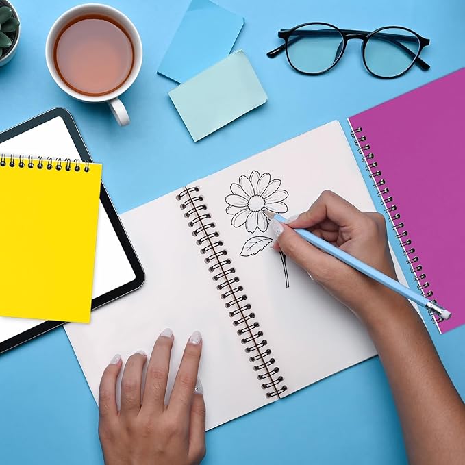 Blank Spiral Notebook, 12 Pack, 5.8 x 8.3, 120 Pages (60 Sheets), 100 GSM Unlined Drawing Notebooks, Assorted A5 Journals, No-Bleed, Sketching, Note Taking, Blank Journals for Office & School