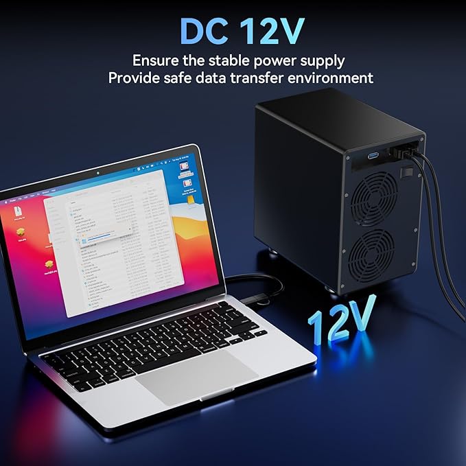 6 Bay Hard Drive Enclosure with Cooling Fan for 2.5“/3.5" SATA HDD/SSD with USB A/C 3.0, Support Hot Swappable, Daisy Chain Expansion, Tool-Free HDD Enclosure, DAS(NO RAID/NAS)