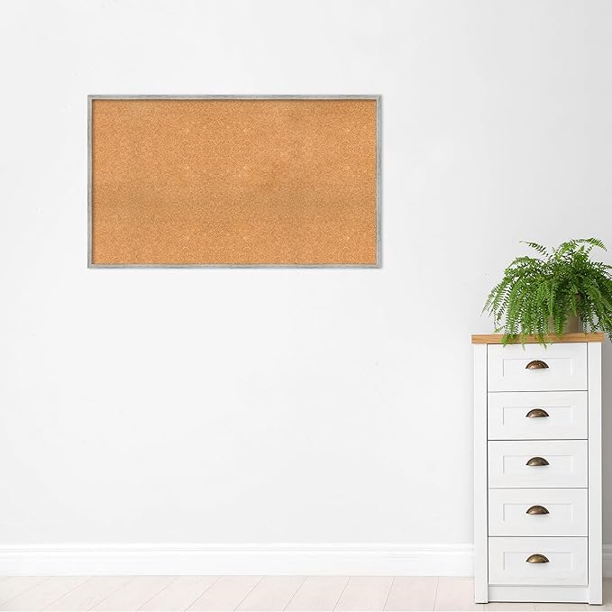 Amanti Art Natural Cork Board for Wall, 29x49 Vision Board with White Frame, Oversize Corkboard Office Decor for Home Organization, Cottage Corkboard Pinboard to Display Items for Home Organization