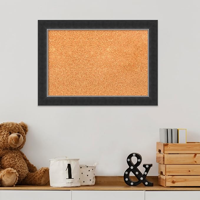 Amanti Art Natural Cork Board for Wall, 15x21 Vision Board with Black Wood Frame, Small Corkboard Office Decor for Home Organization, Modern Corkboard Pinboard to Display Items for Home Organization