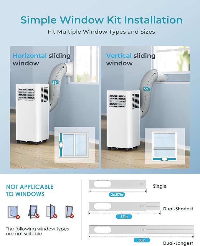 EUHOMY 10000 Btu Portable Air Conditioners, 4 in 1 Portable AC with Cool, Dry, Fan, Sleep Modes, Room Air Conditioners with 52dB & 24H Timer, with Remote, for Bedroom, Rooms, Apartment up to 450 Sq.Ft