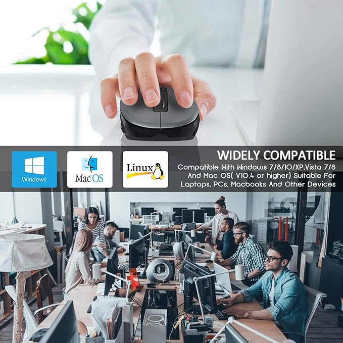 WisFox 2.4G Wireless Mouse for Laptop, Ergonomic Computer Mouse with USB Receiver and Type-C Adapter, 3 Adjustable Levels DPI, 6 Button Cordless Wireless Mice (Grey, 10 Pack)