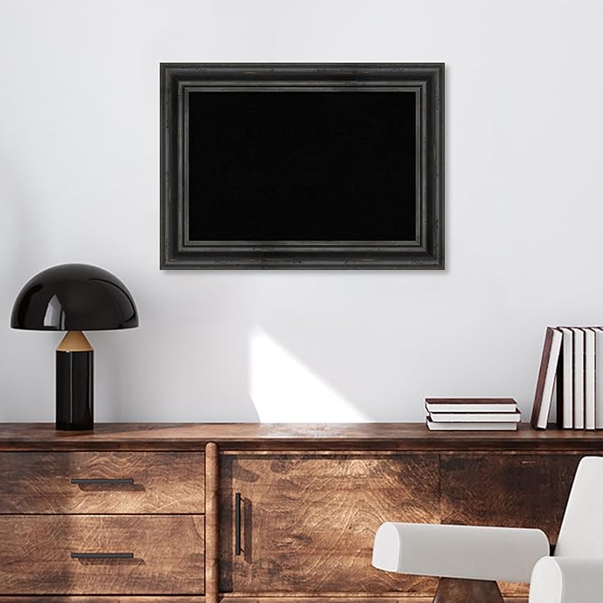 Amanti Art Black Cork Board for Wall, 21x29 Vision Board with Black Wood Frame, Medium Corkboard Office Decor for Home Organization, Country Rustic Corkboard Pinboard to Display Items for Home