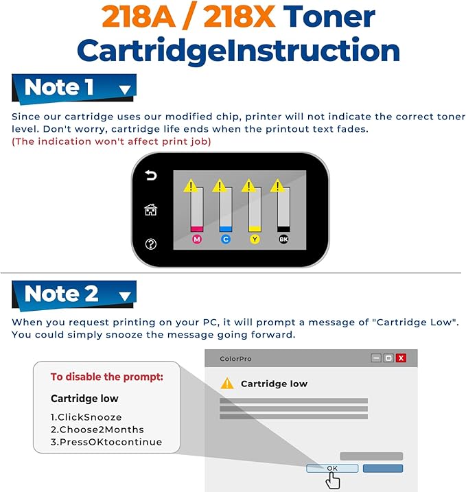 218A Toner Cartridges 4 Pack Color Laser Jet Pro MFP 3301fdw 3301sdw 3201dw Replacement for HP 218A 218X 218 Toner Cartridge HP218A for Color Laser-Jet Pro 3201dw MFP 3301fdw 3301sdw 3301cdw | No Chip