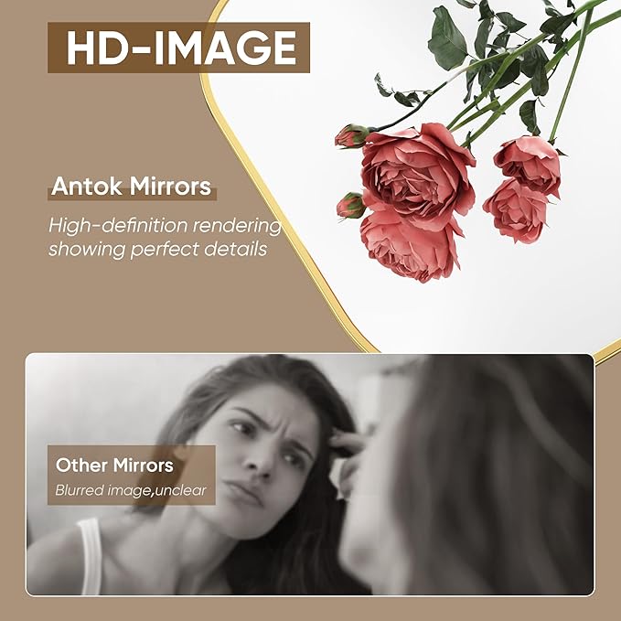 Antok Full Length Mirror, 71"x32" Floor Mirror Freestanding, Arched Floor Standing Large Mirror Full Body Mirrors with Stand for Bedroom, Hanging Mounted Mirrors for Living Room, Gold