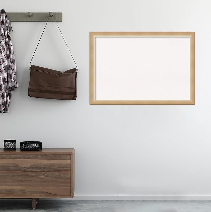 Amanti Art White Cork Board for Wall, 27x39 Vision Board with Gold Frame, Large Corkboard Office Decor for Home Organization, Modern Contemporary Corkboard Pinboard to display items for home