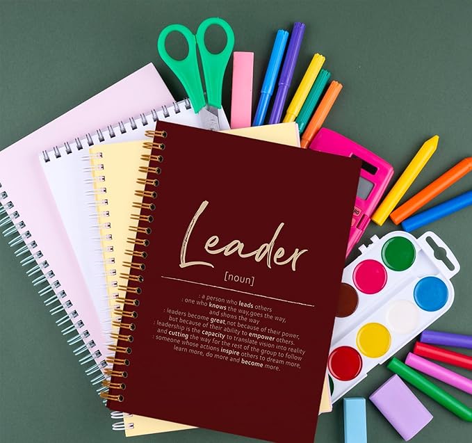 OXW Red Meeting Notebooks for Work, Leadership Gifts Office Work Notebook Journal for Writing Note Taking, Thank You Gifts for Women Men Boss Leader Mentor Manager Principal, 5.5"x8.3"