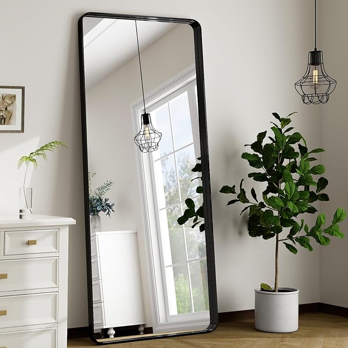 71" x 30" Full-Length Mirror - Black Deep Framed Floor Mirror, Wall-Mounted Rectangular Dressing Mirror for Home Decor in Bedroom, Bathroom, Living Room - Hang or Lean Against Wall