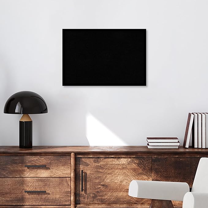 Amanti Art Black Cork Board for Wall, 17x25 Vision Board with Black Wood Frame, Medium Corkboard Office Decor for Home Organization, Modern Corkboard Pinboard to Display Items for Home Organization