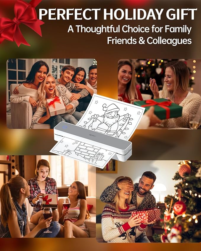 iDPRT Inkless Portable Printer for Travel, 300DPI Wireless Thermal Printer Support 8.5 x 11 Inch US Letter, A4, Small Bluetooth Printers Compatible with iOS, Android Laptop for Office Car Home, Grey