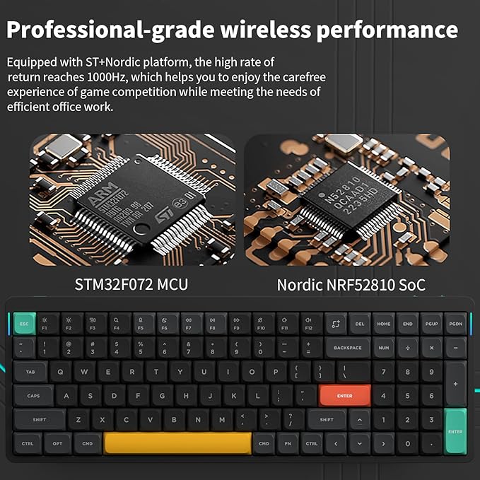 nuphy Air96 V2 Wireless Mechanical Keyboard,100 Keys RGB Backlit Keyboard,Supports Bluetooth 5.1,2.4G and Wired Connection,for PC/Laptop/Windows/Mac -Black Gateron Red Switch