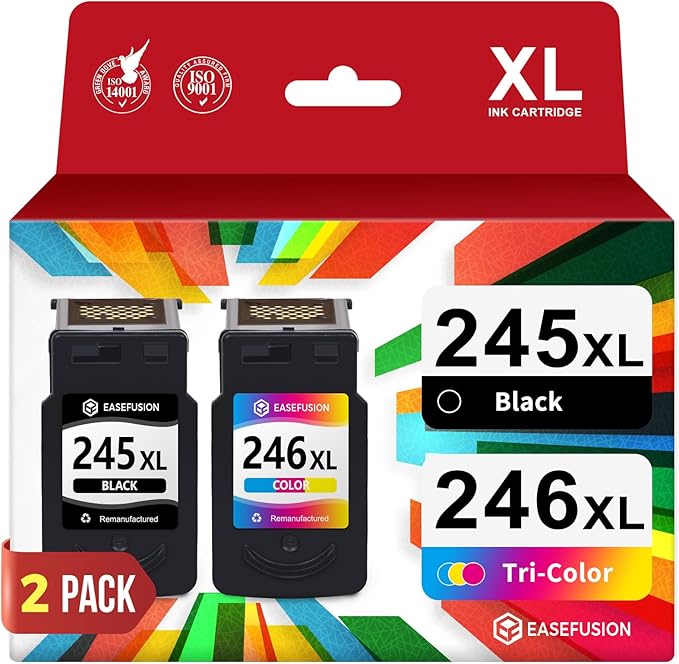 245XL 246XL Combo Pack Replacement for Canon Ink 245 246 PG-245 XL PG-245XL Black Color Ink Cartridges for Canon Pixma MX490 MX492 MG2522 TR4520 TS3322 TS202 MG2500 TS3122 TR4500 Printer