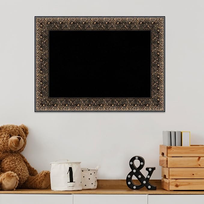 Amanti Art Black Cork Board for Wall, 17x23 Vision Board with Black Wood Frame, Small Corkboard Office Decor for Home Organization, Traditional Corkboard Pinboard to Display Items for Home