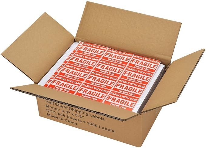 MFLABEL Half Sheet Label Laser/Ink Jet USPS UPS FedEx Shipping Label 8.5 x 11 Inches Packaging Labels, Address Labels for Laser & Inkjet Printers, 10000 Count(5000 Sheets)