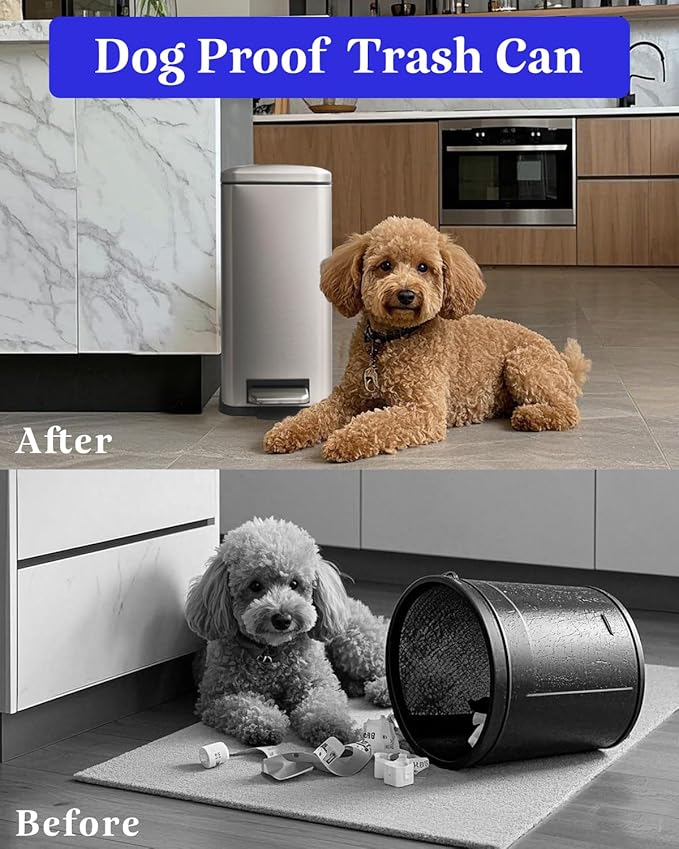 Bathroom Trash Can with Lid,5 Liter / 1.3 Gallon Small Trash Can with Removable Liner, Soft Close lid & Step Pedal, Stainless Steel Trash Bin for Bathroom,Bedroom,Home Office, Kohler Grey